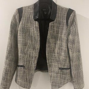 MANGO Blazer with leather collar